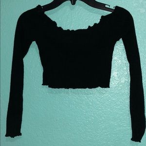Off the shoulder black crop top